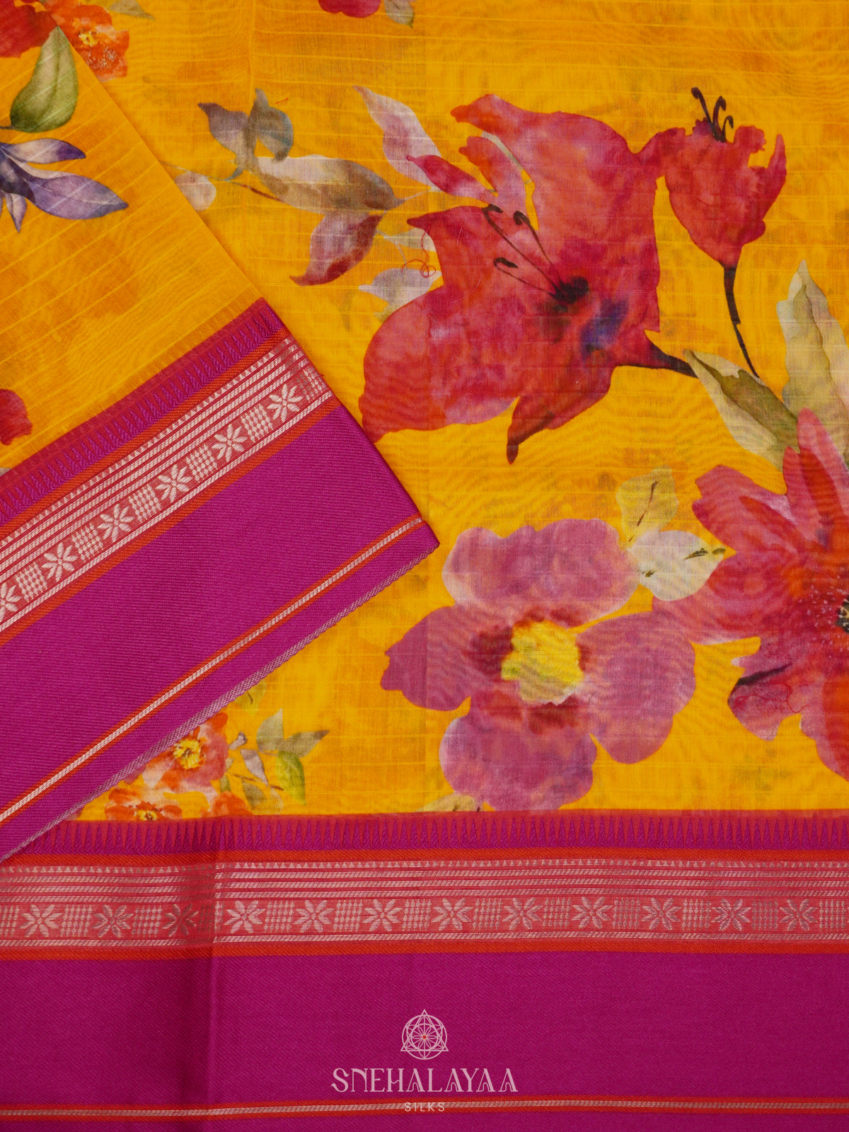 Yellow Chanderi Saree