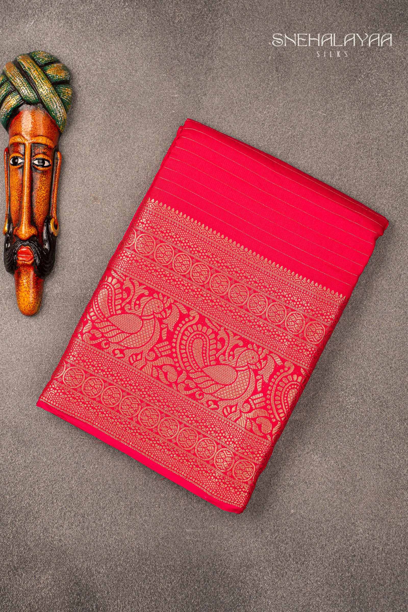 Rani Pink Chinon Silk Saree