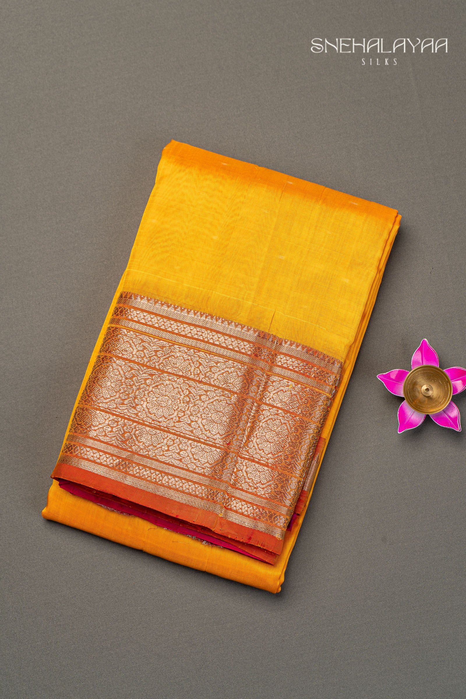 Yellow Mangalgiri Ikat Silk Saree