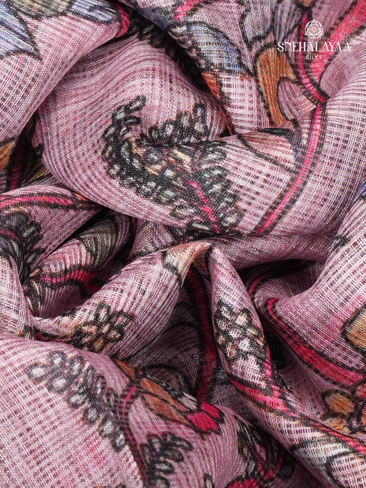 Lilac Printed Kota Saree