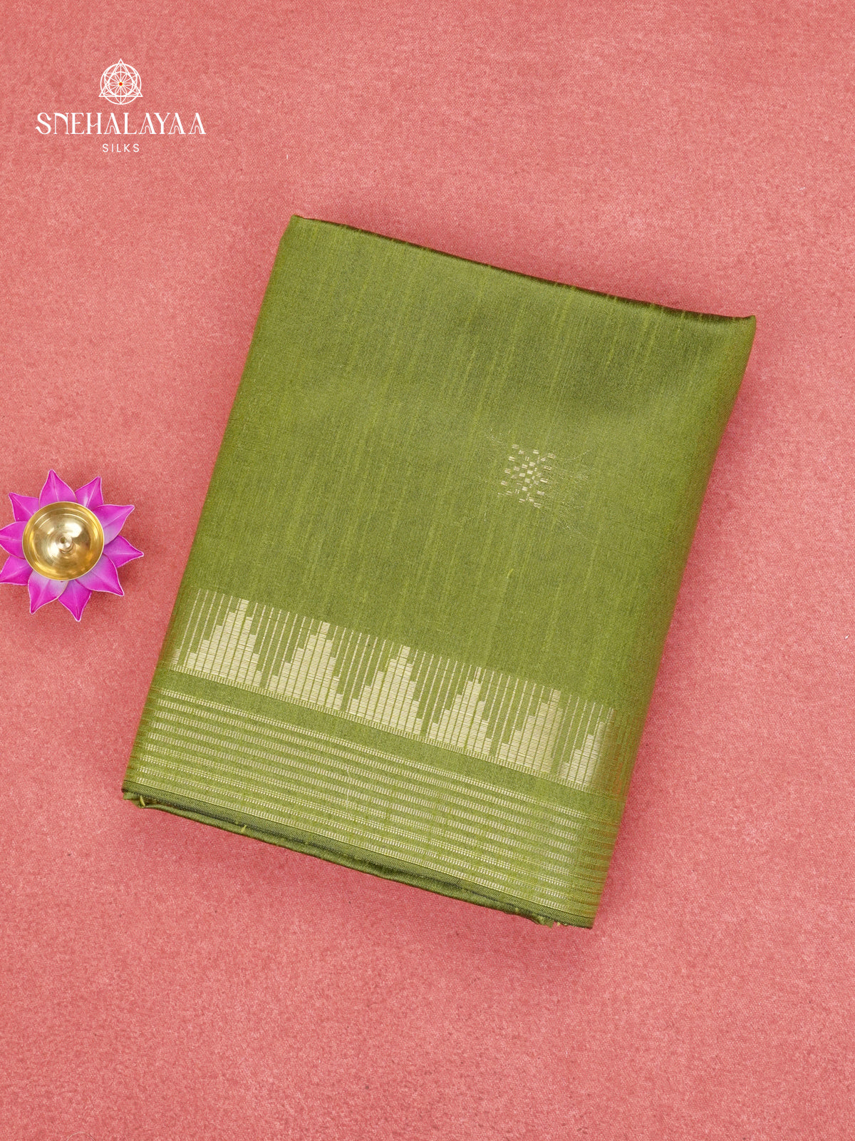 Olive Green Bamboo Silk Saree