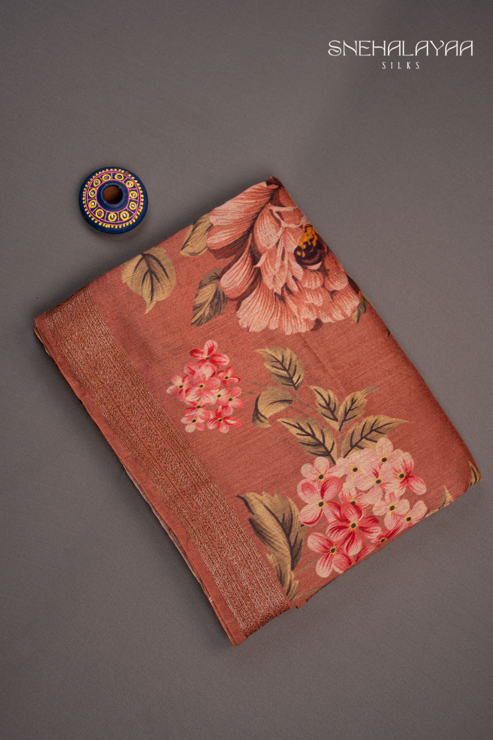 Rust Orange Tussar Saree