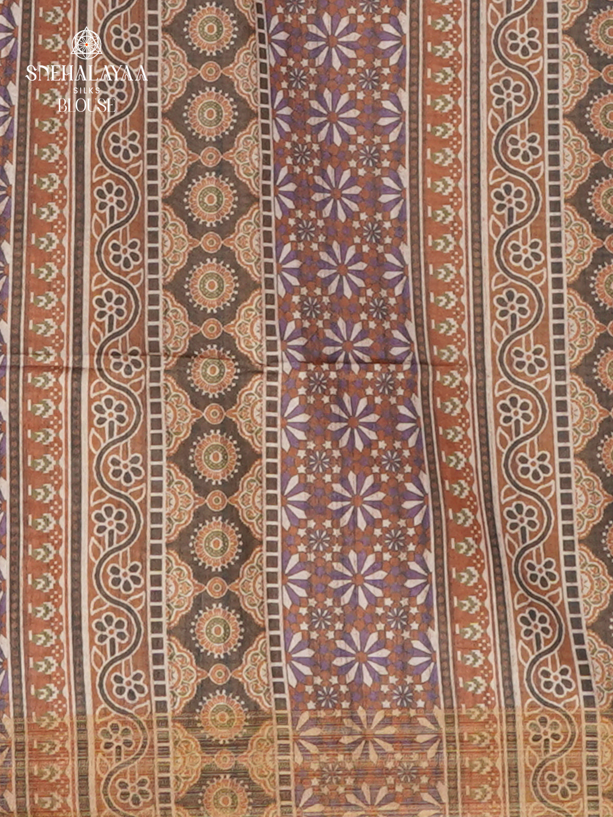 Beige With Brown Border Tussar Saree