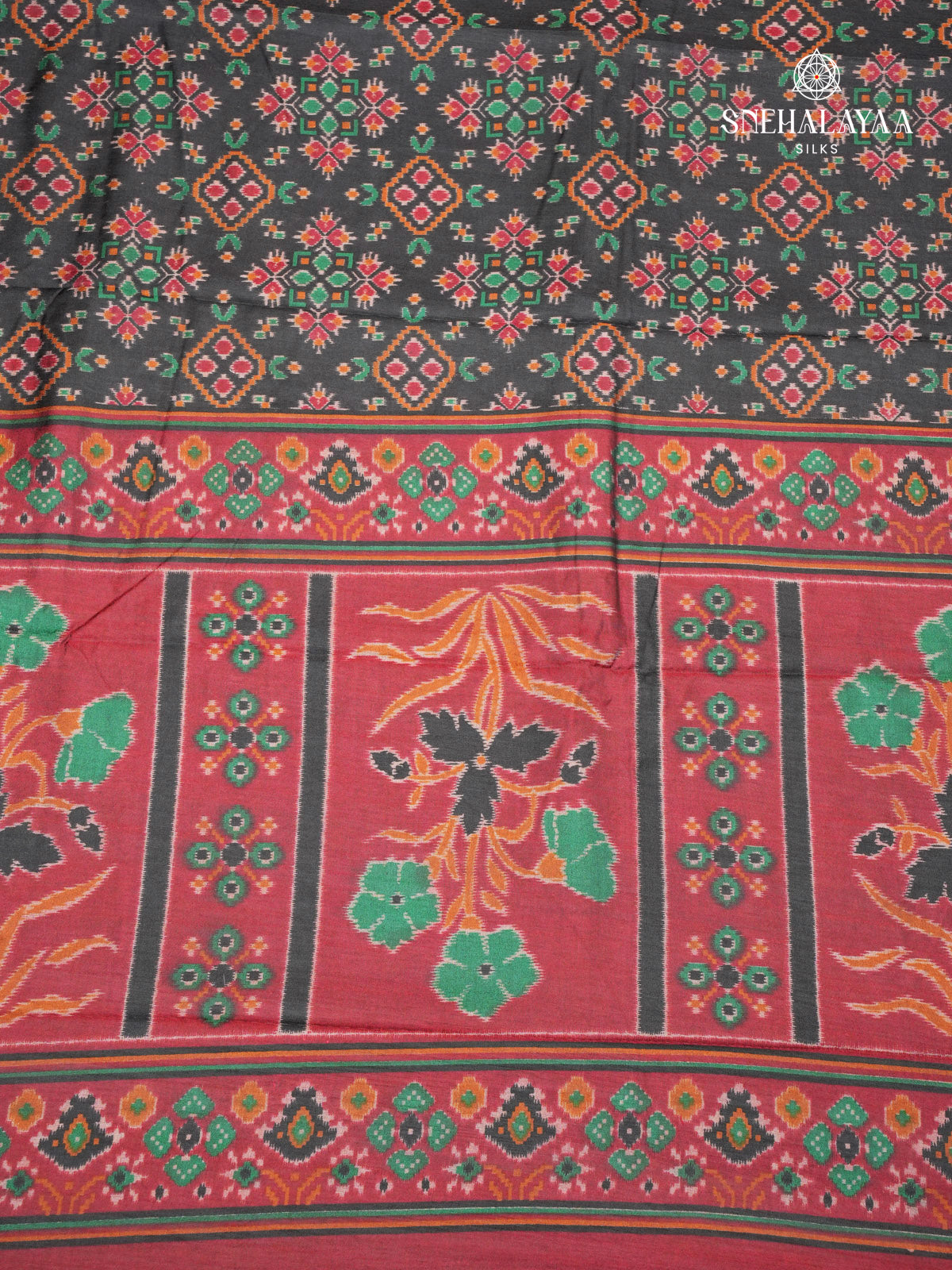 Forest Green Ikat Saree