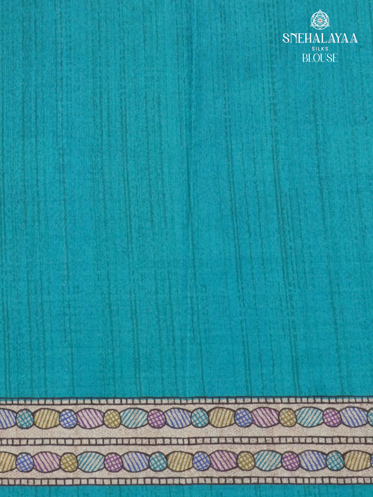 Beige With Blue Border Madhubani Saree