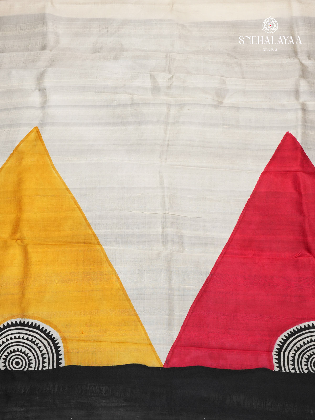 Cream Tussar Silk Saree