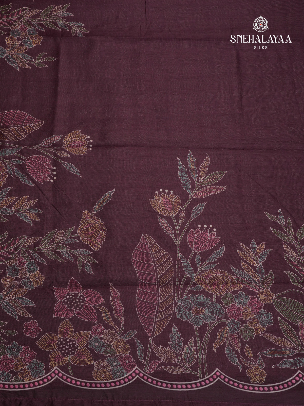 Brown Printed Linen Saree