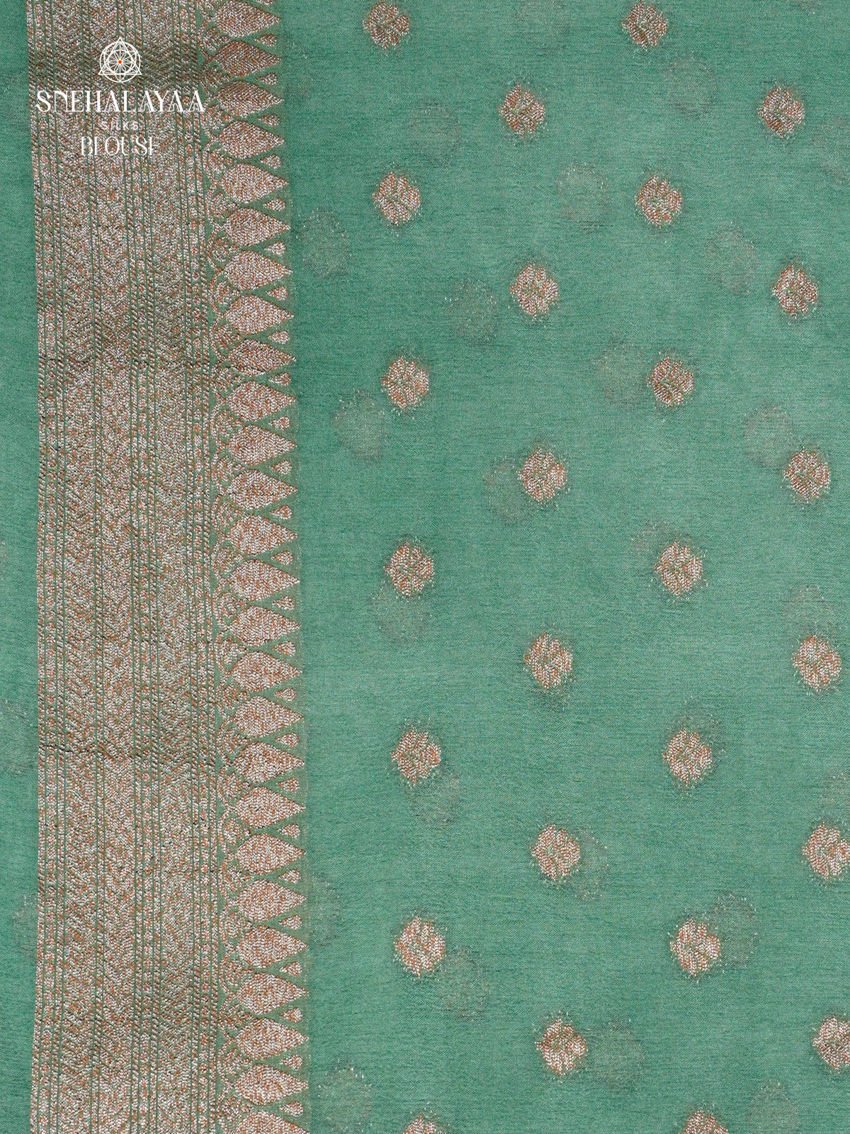 Teal Green Banaras Crepe Silk Saree
