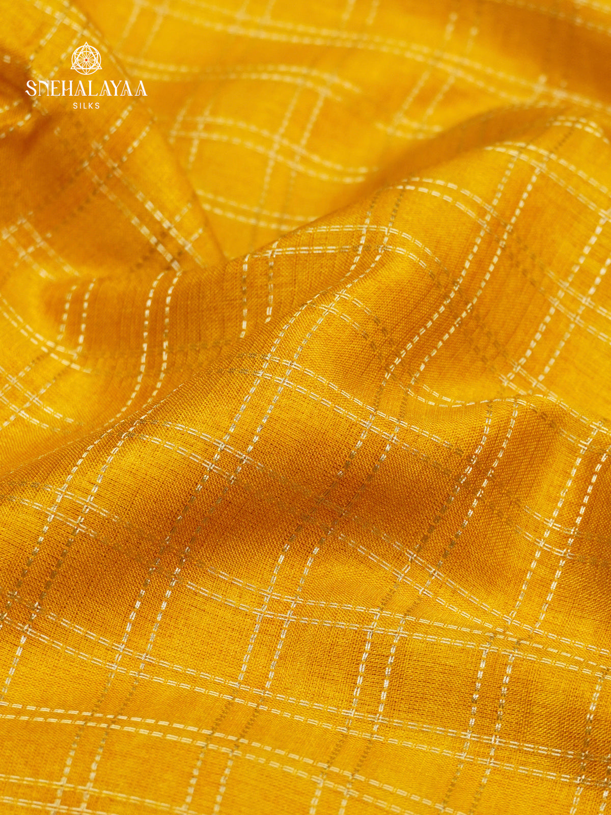 Mango Yellow Munga Tussar Embroidery Saree