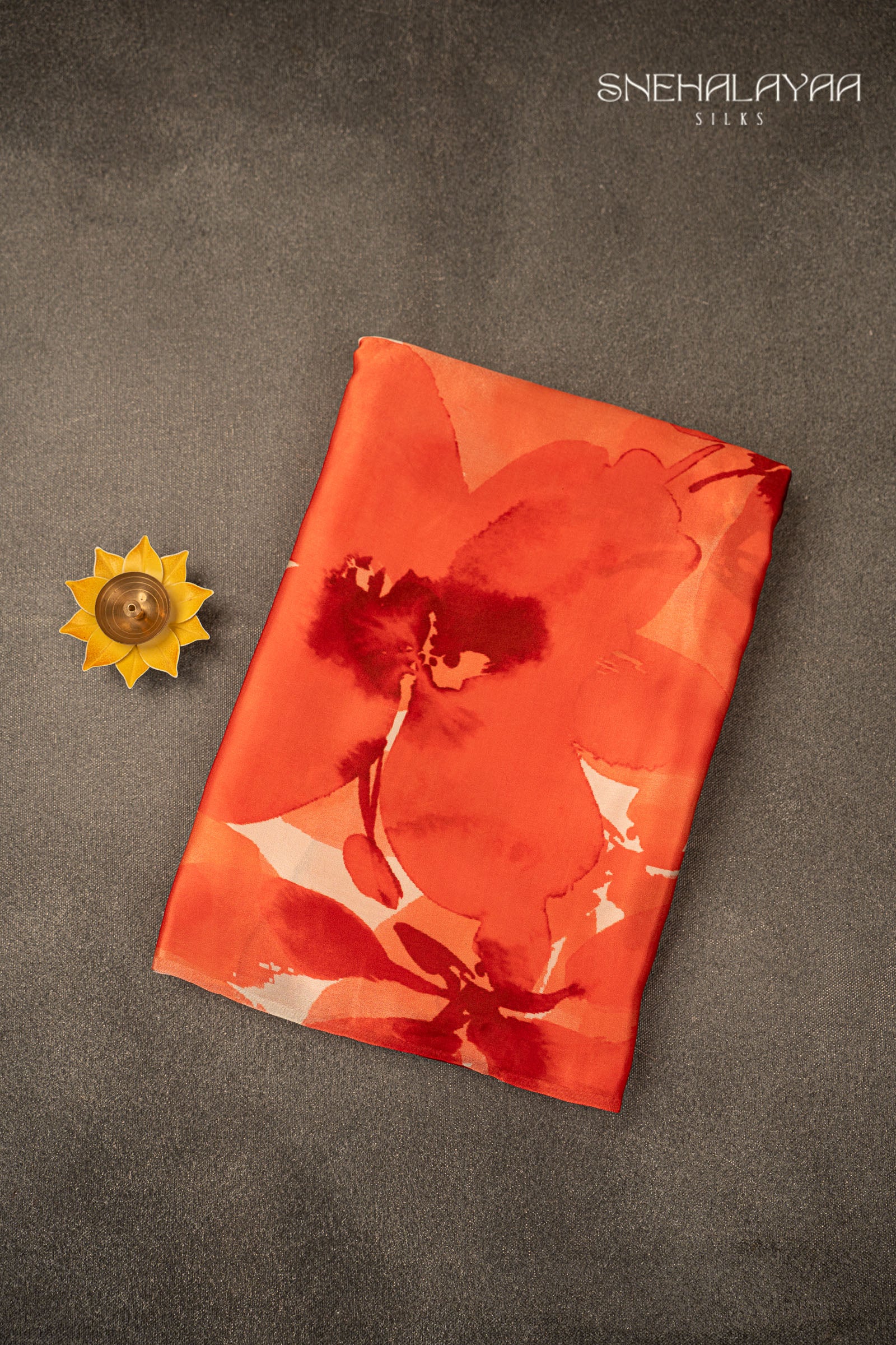 Red Satin Crepe Saree