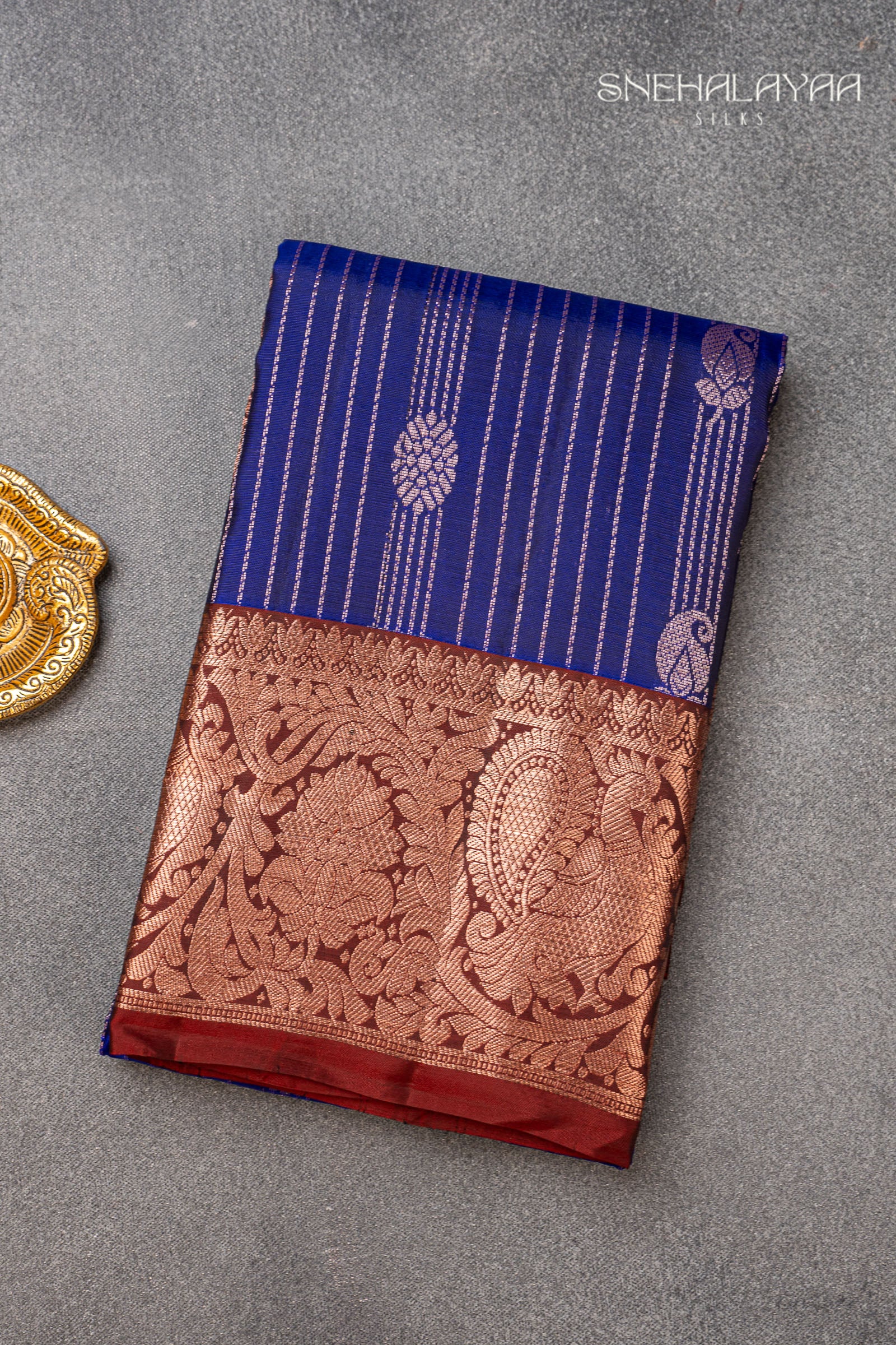 Admiral Blue Kancheevaram Silk Saree