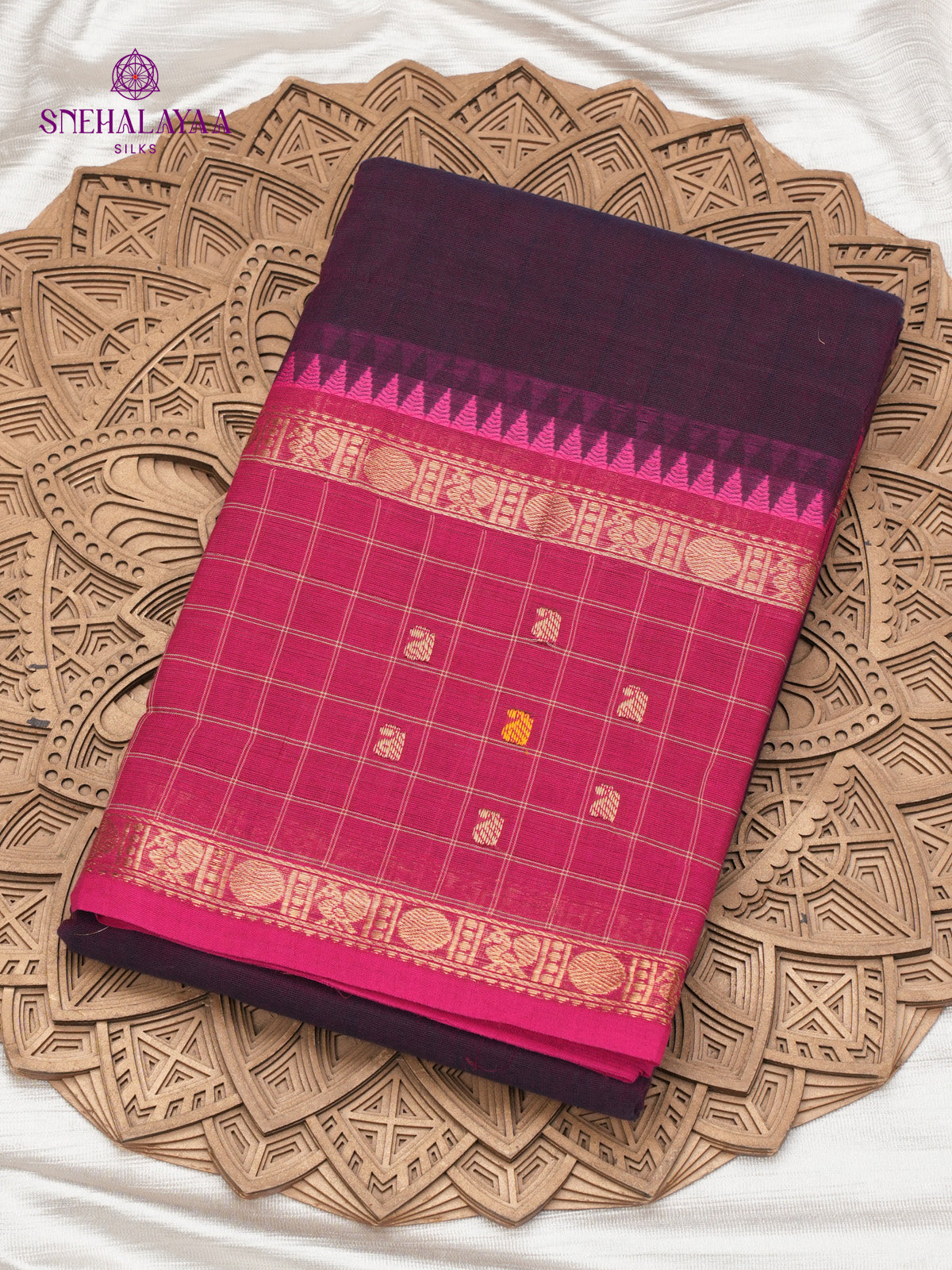 Magenta Chettinad Cotton Saree