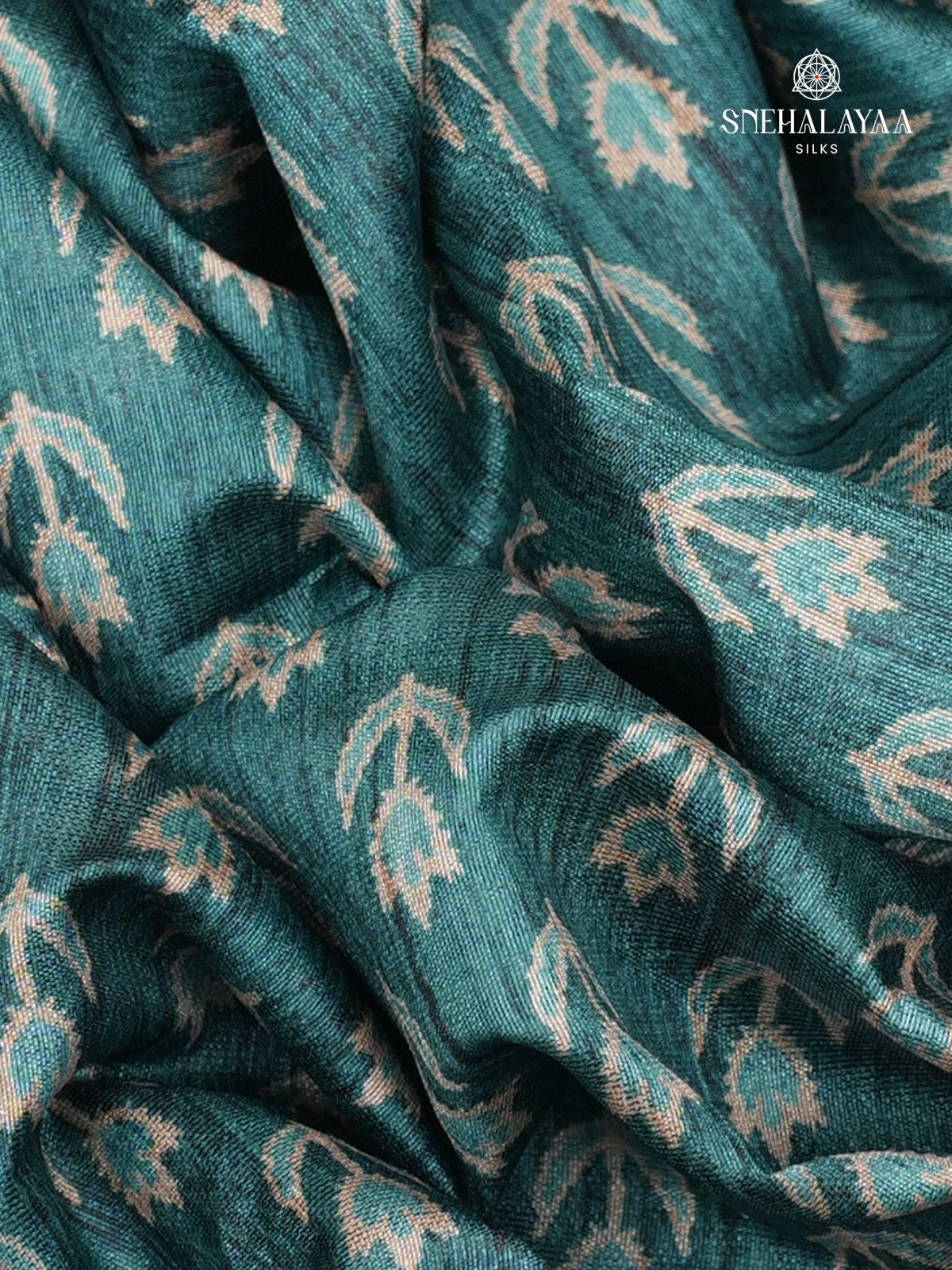 Peacock Green Tussar Embroidery Saree