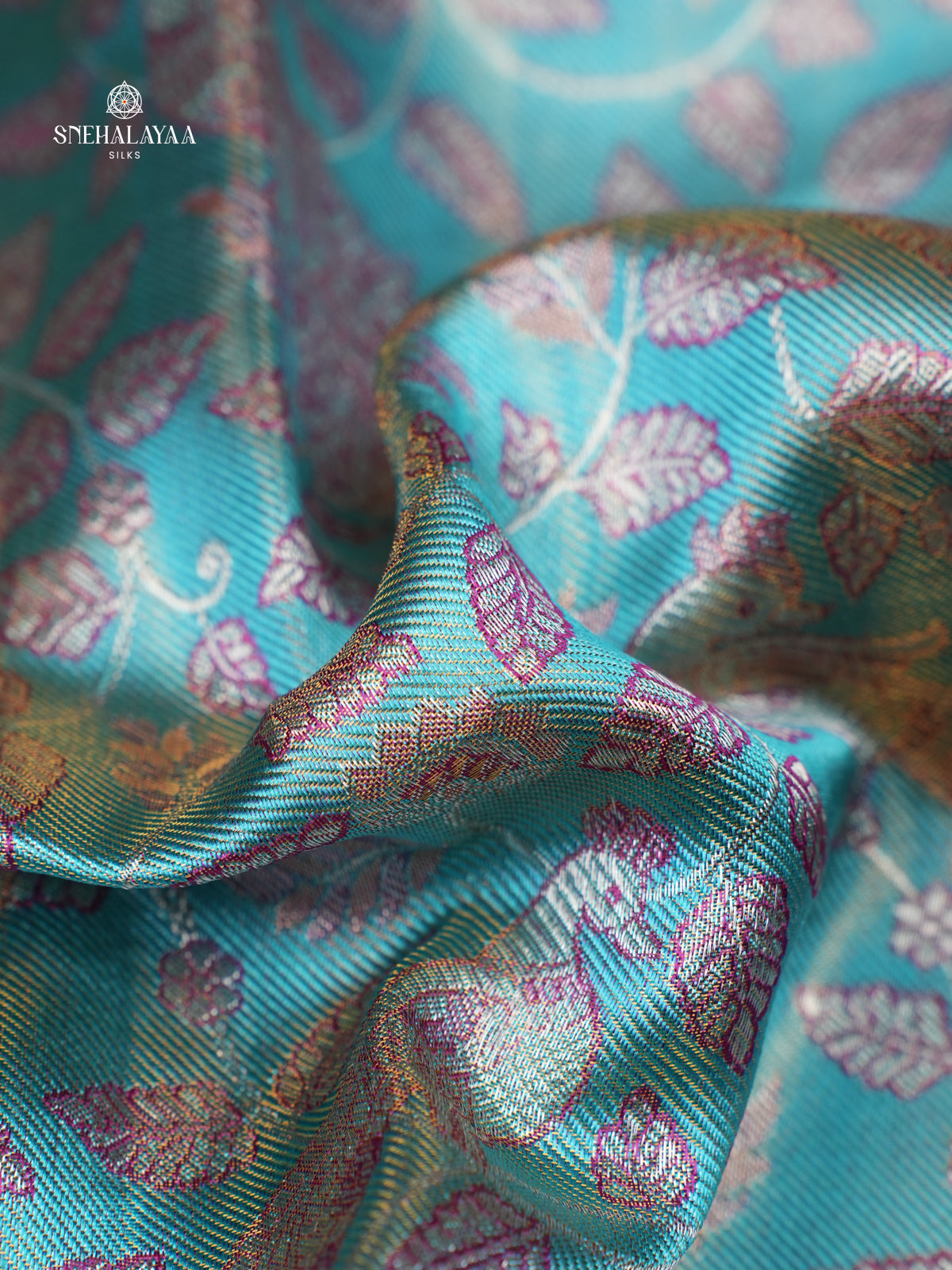 Aqua Blue Kanjivaram Silk Saree