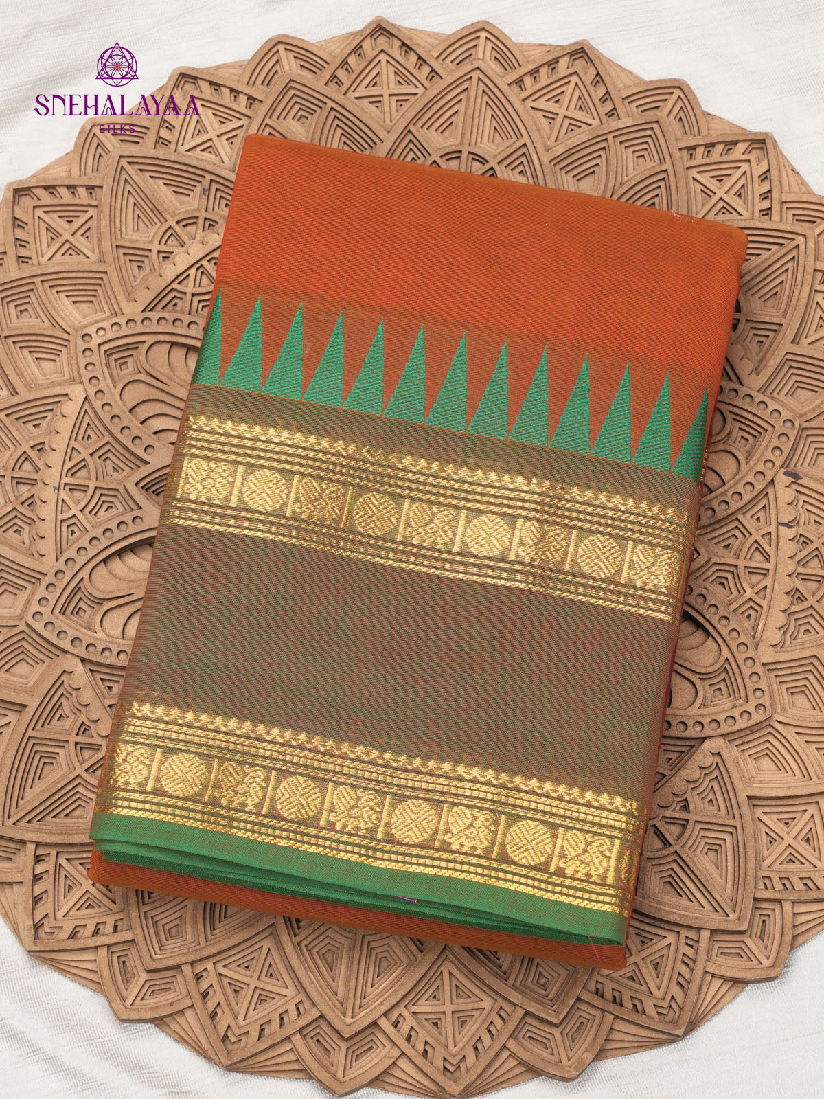 Orange Chettinad Cotton Saree