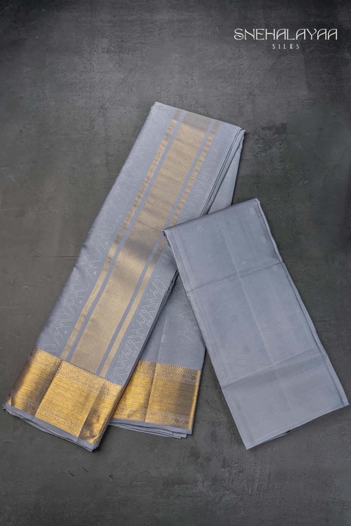 Grey Silk Dhoti Set