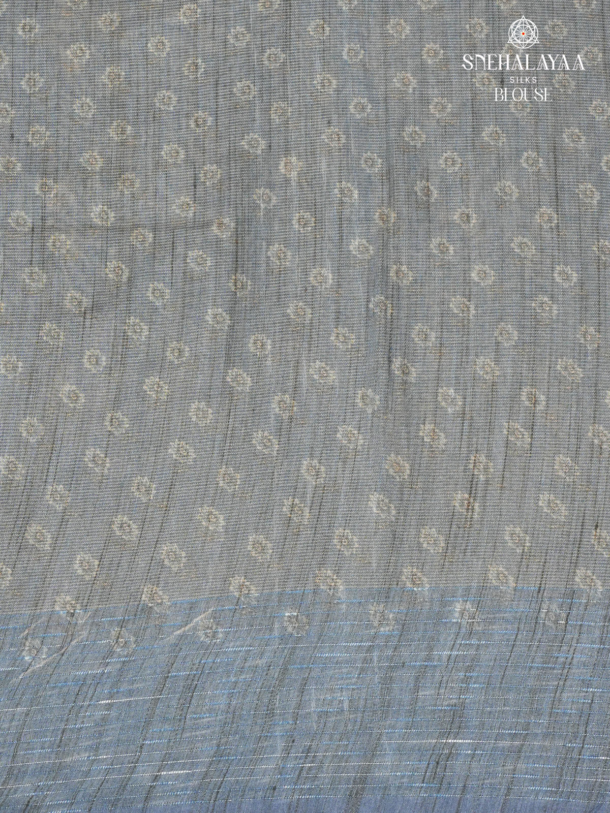 SeaFoam Blue Floral Printed Tussar Saree