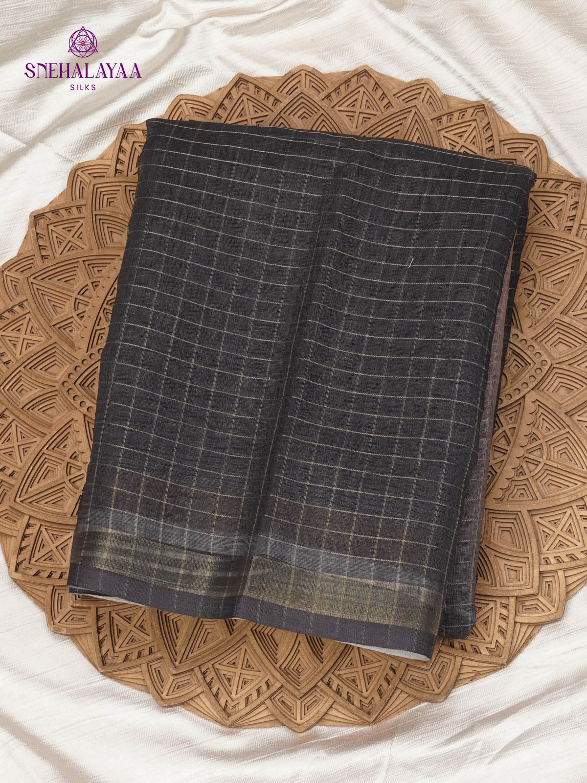 Charcol Black Linen Saree