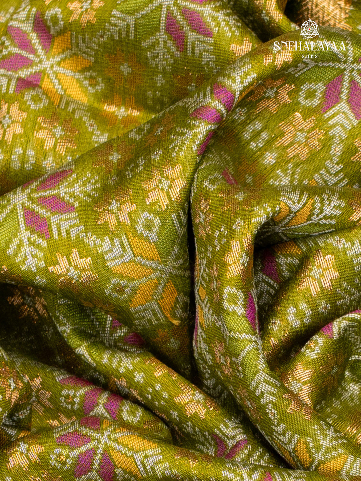 Green Ikat Silk Saree