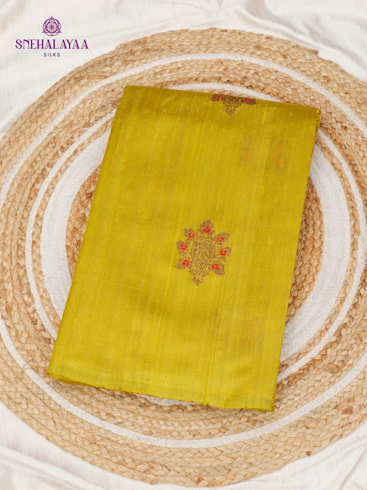 Lemon Yellow Banaras Raw Silk Saree