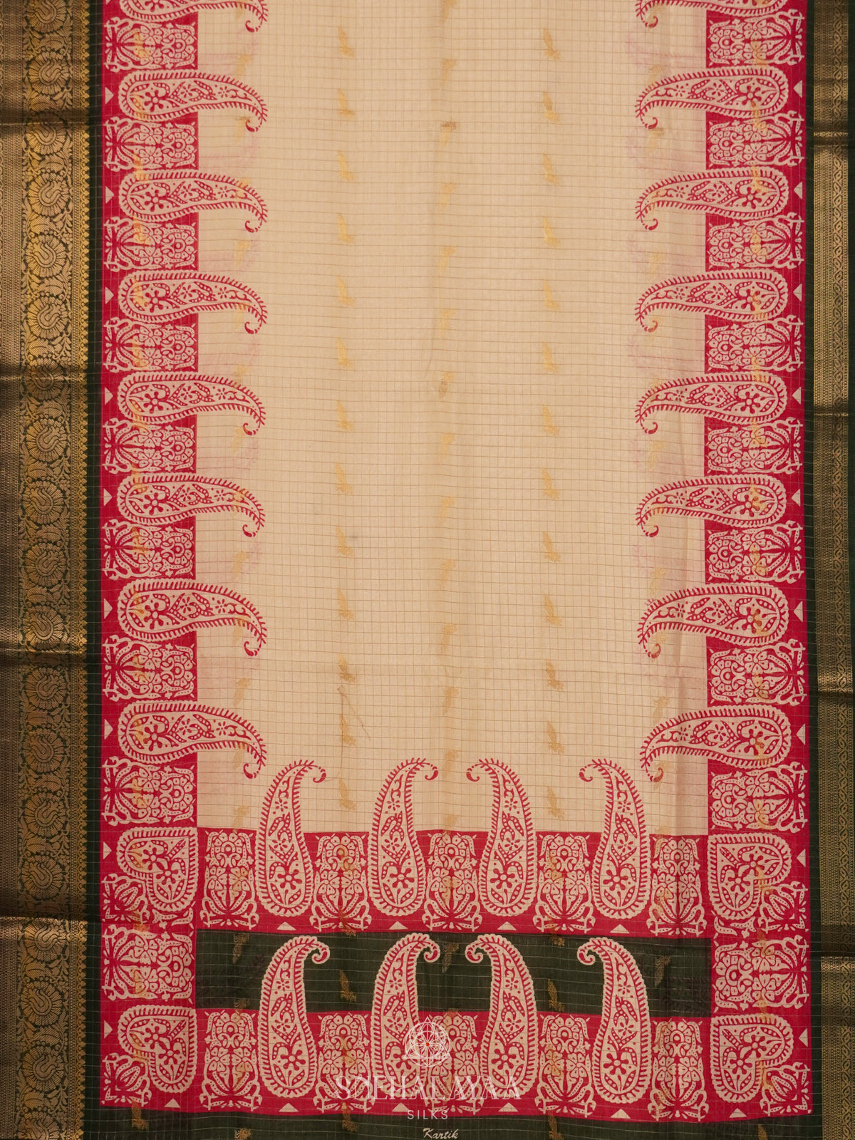 Cream Dola Silk Saree