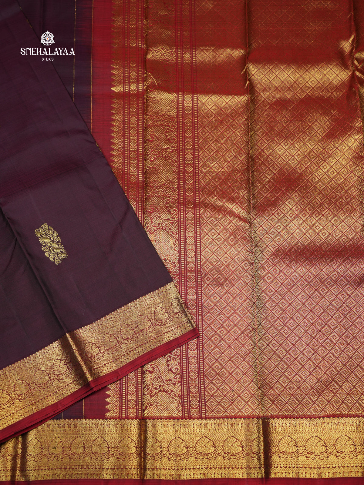 Plum kanjivaram Silk Saree