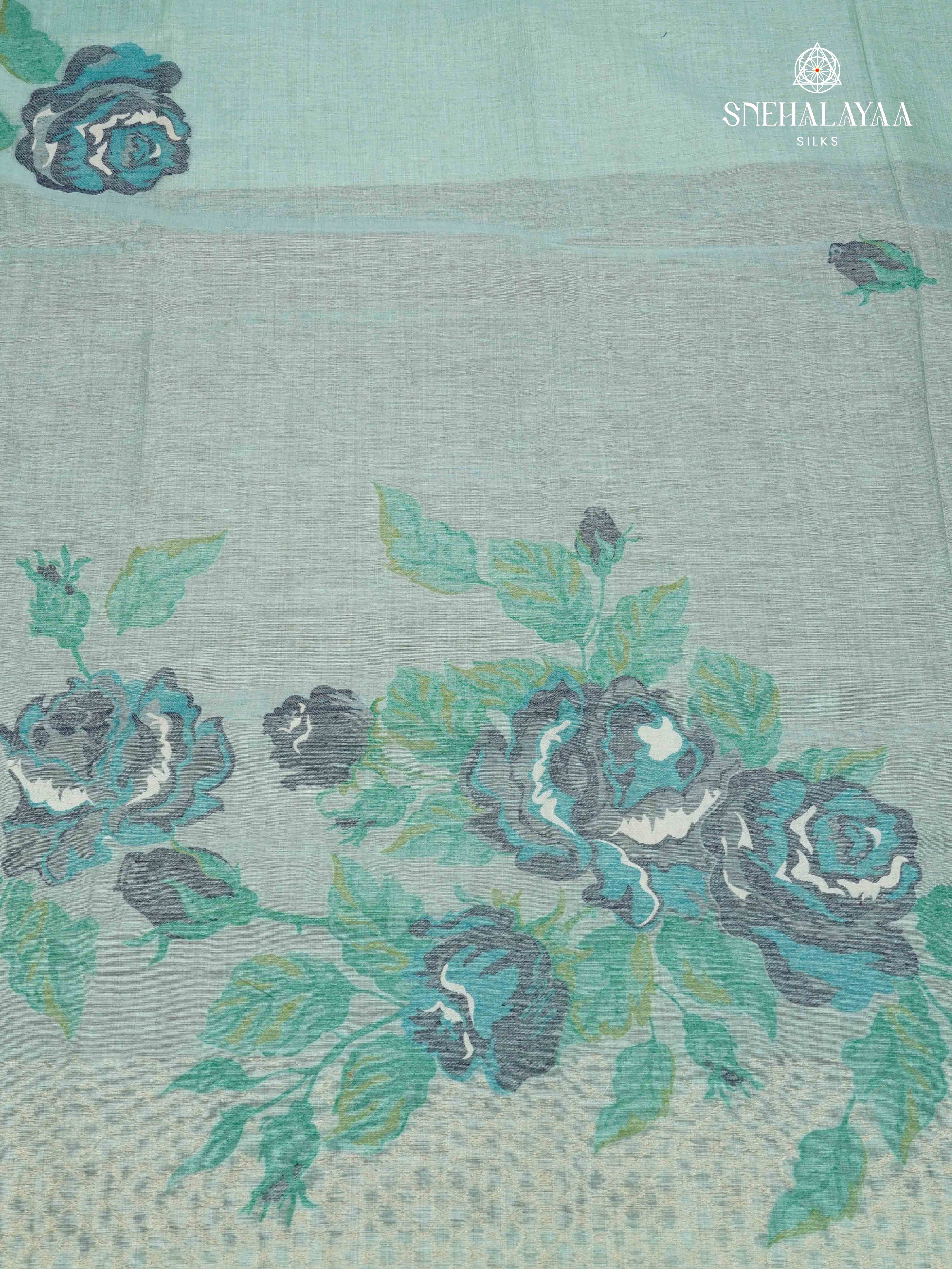 Sky Blue Munga Cotton Saree