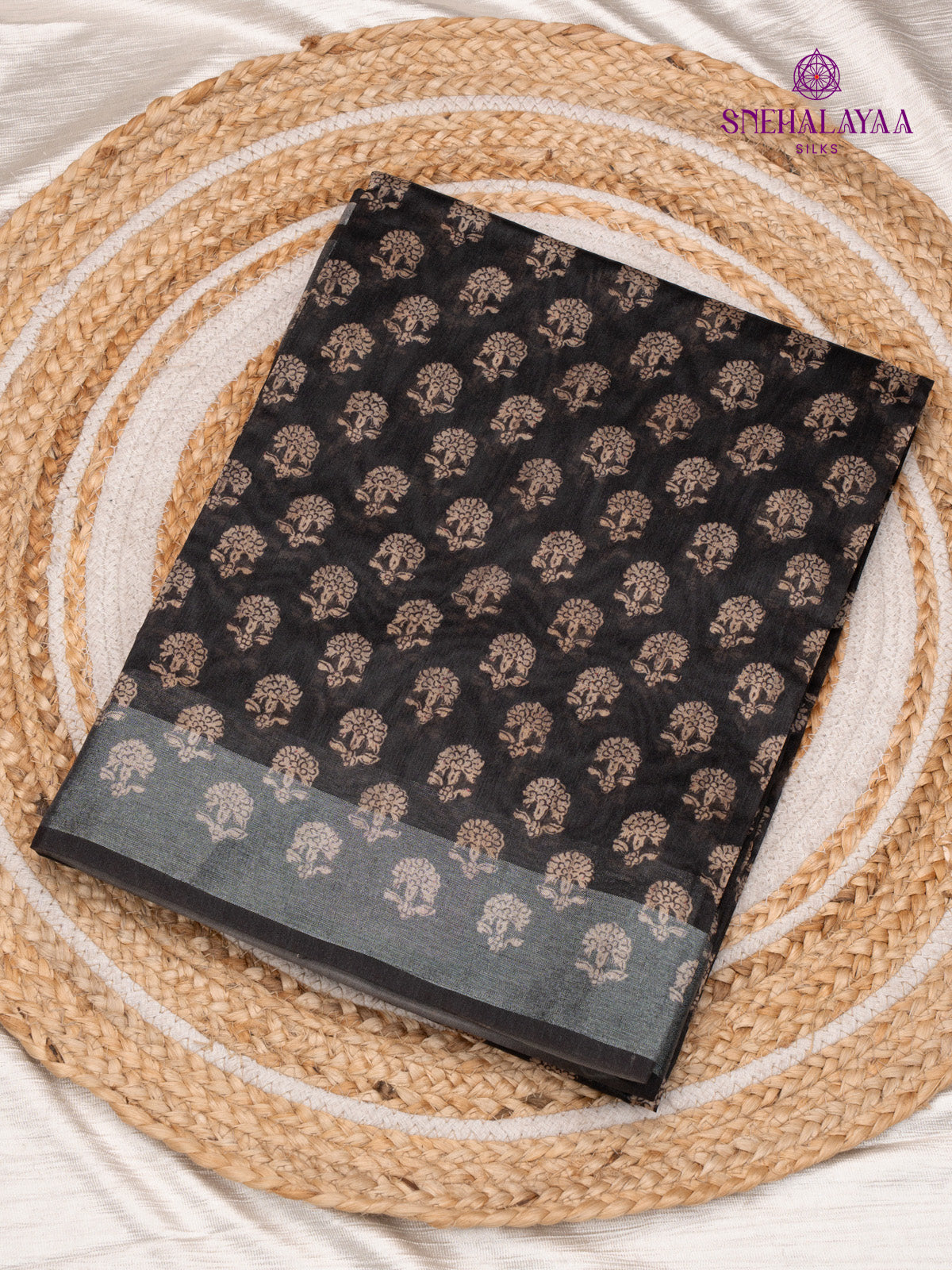 Black Munga Tussar Saree