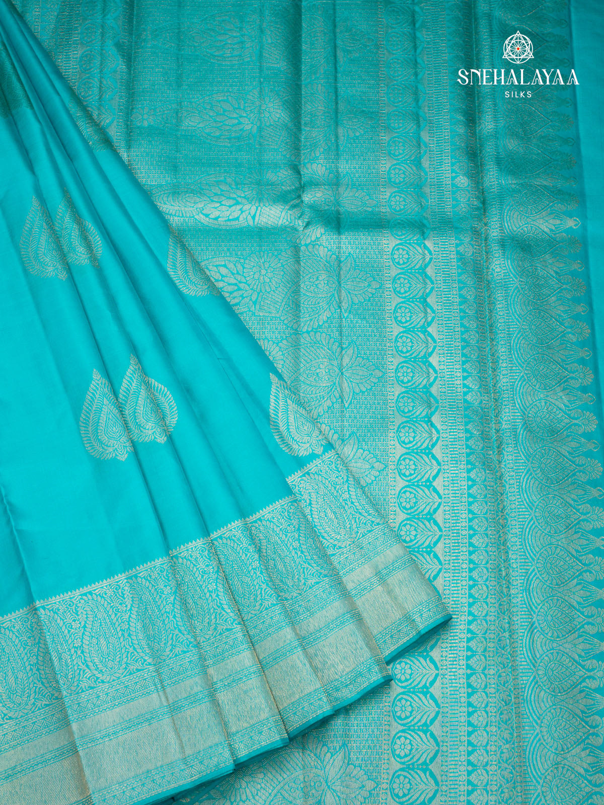 Teal Blue Kanjivaram Silk Saree