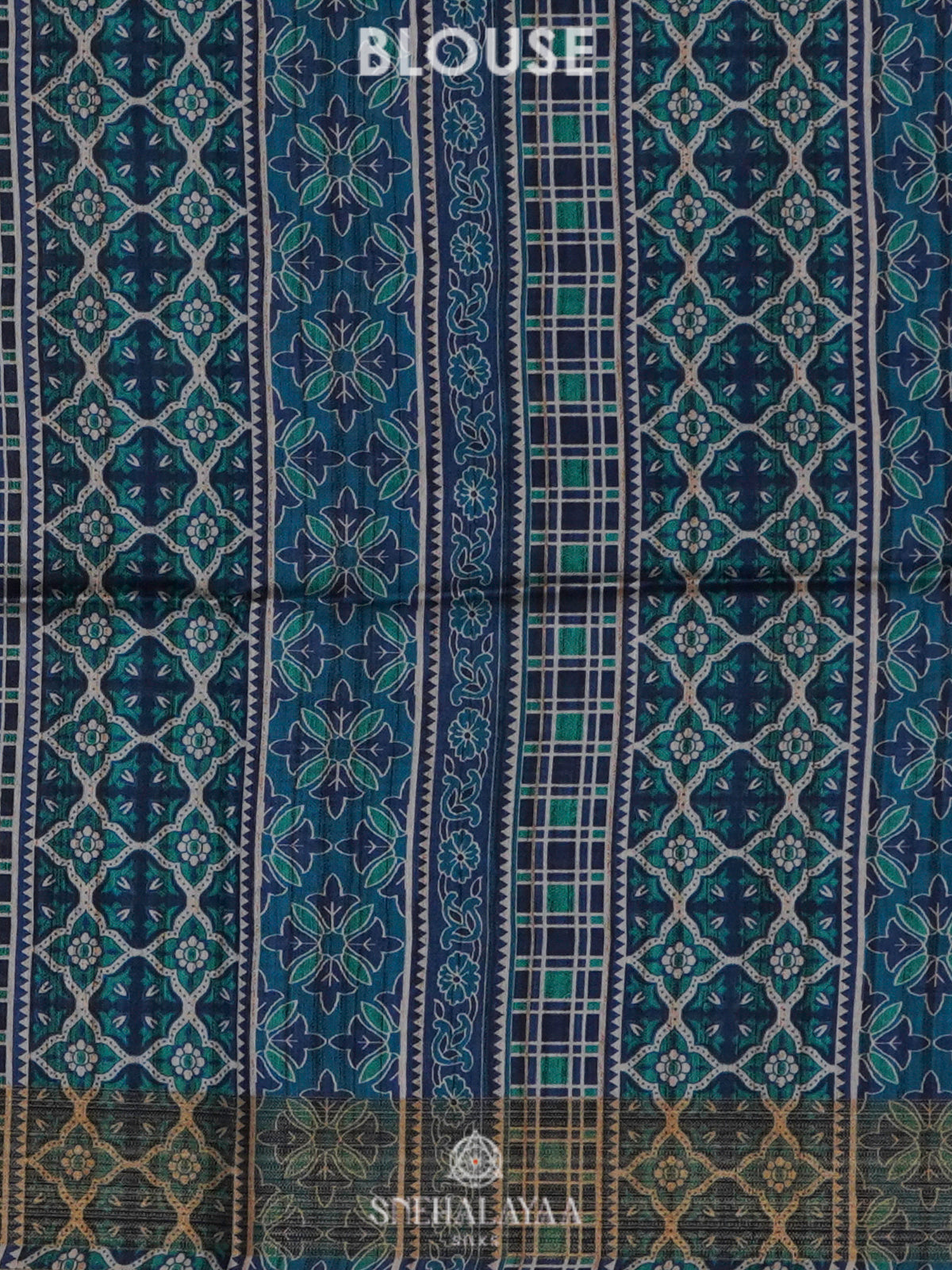 Beige with Blue Border Tussar Saree