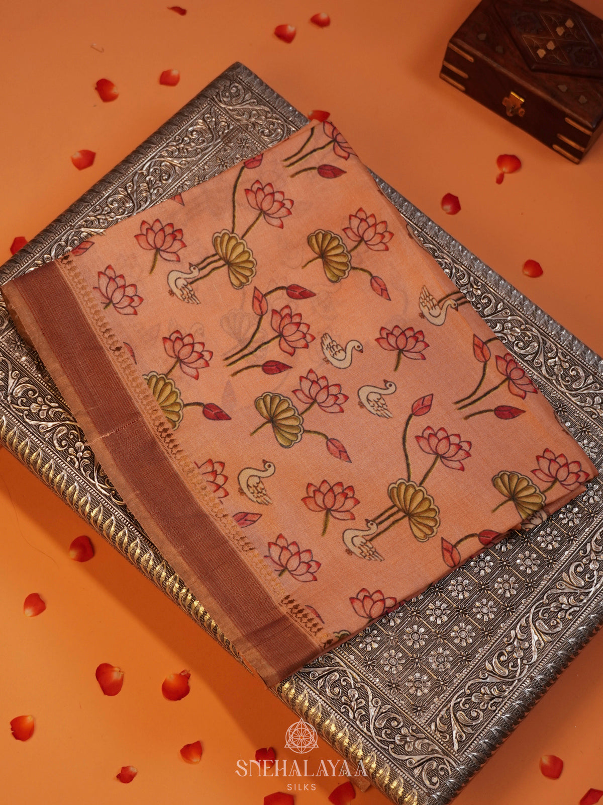 Peach Tussar Saree