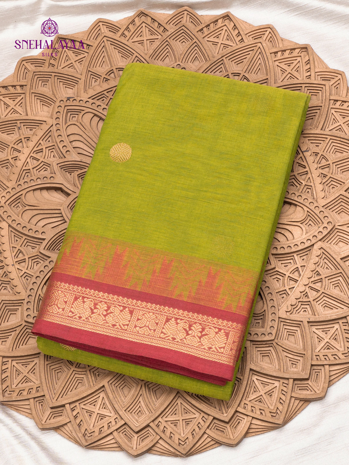 Parrot Green Pure Kanchi Cotton Saree