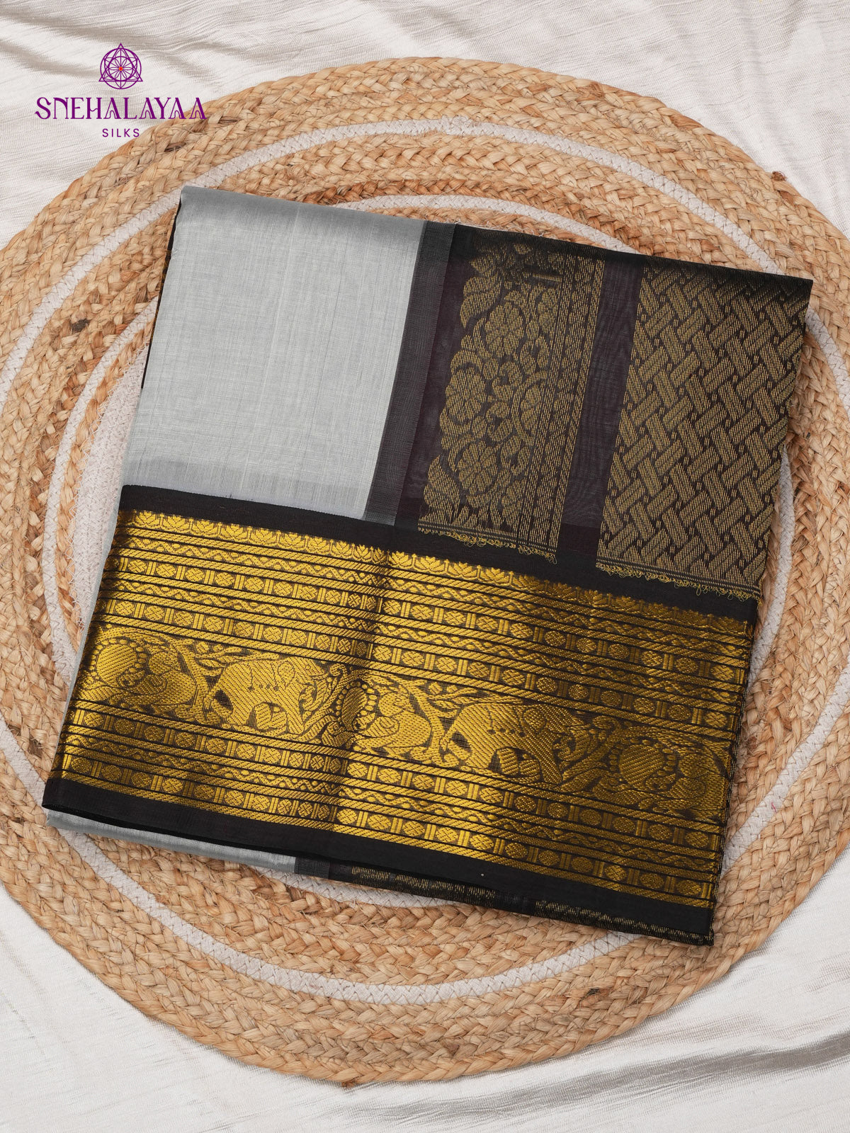 Grey Kanchi Silk Cotton  Saree