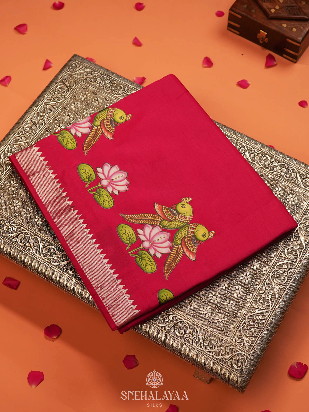 Red Mangalagiri Silk Cotton Saree