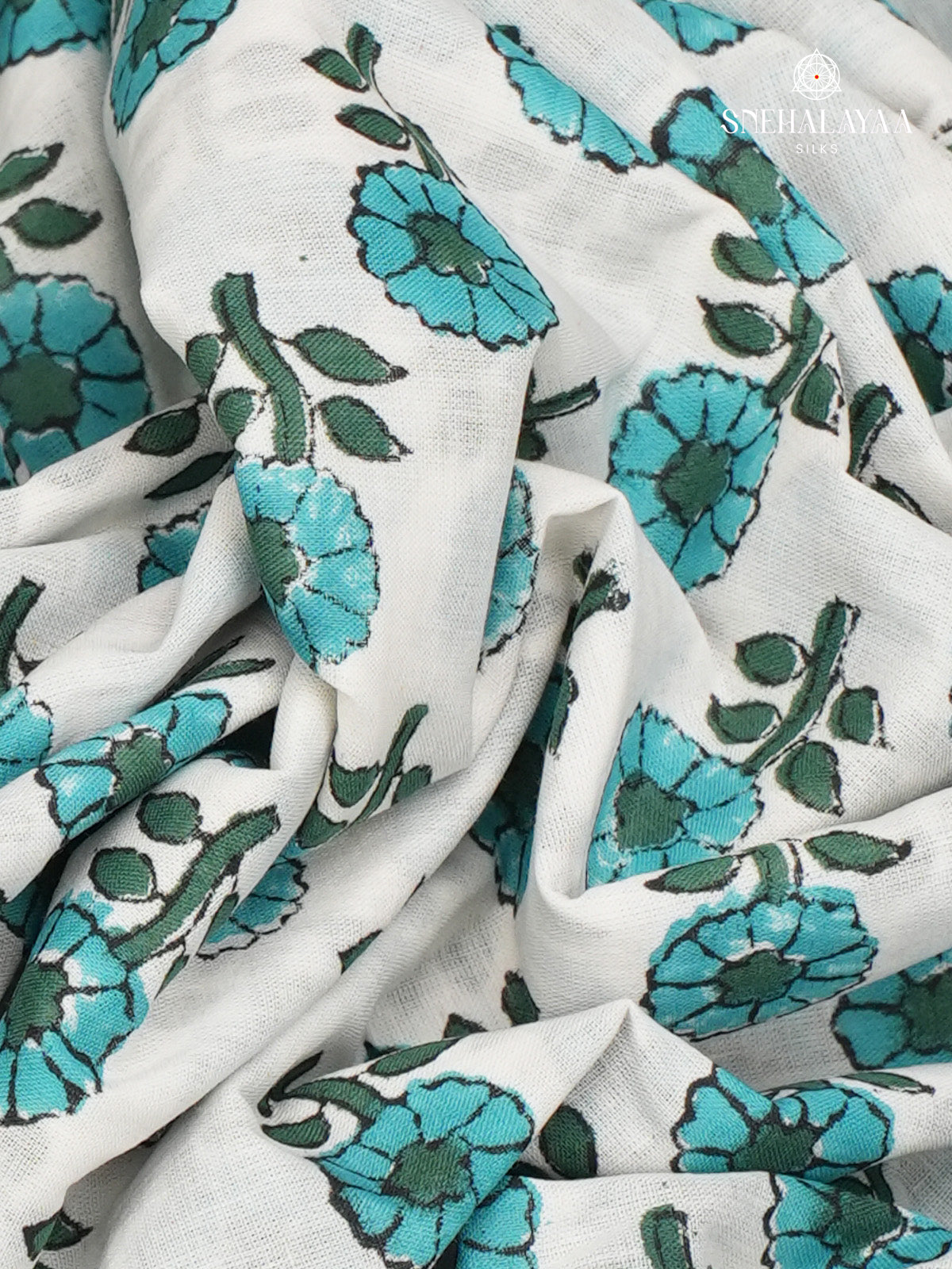 White Jaipur Cotton Saree