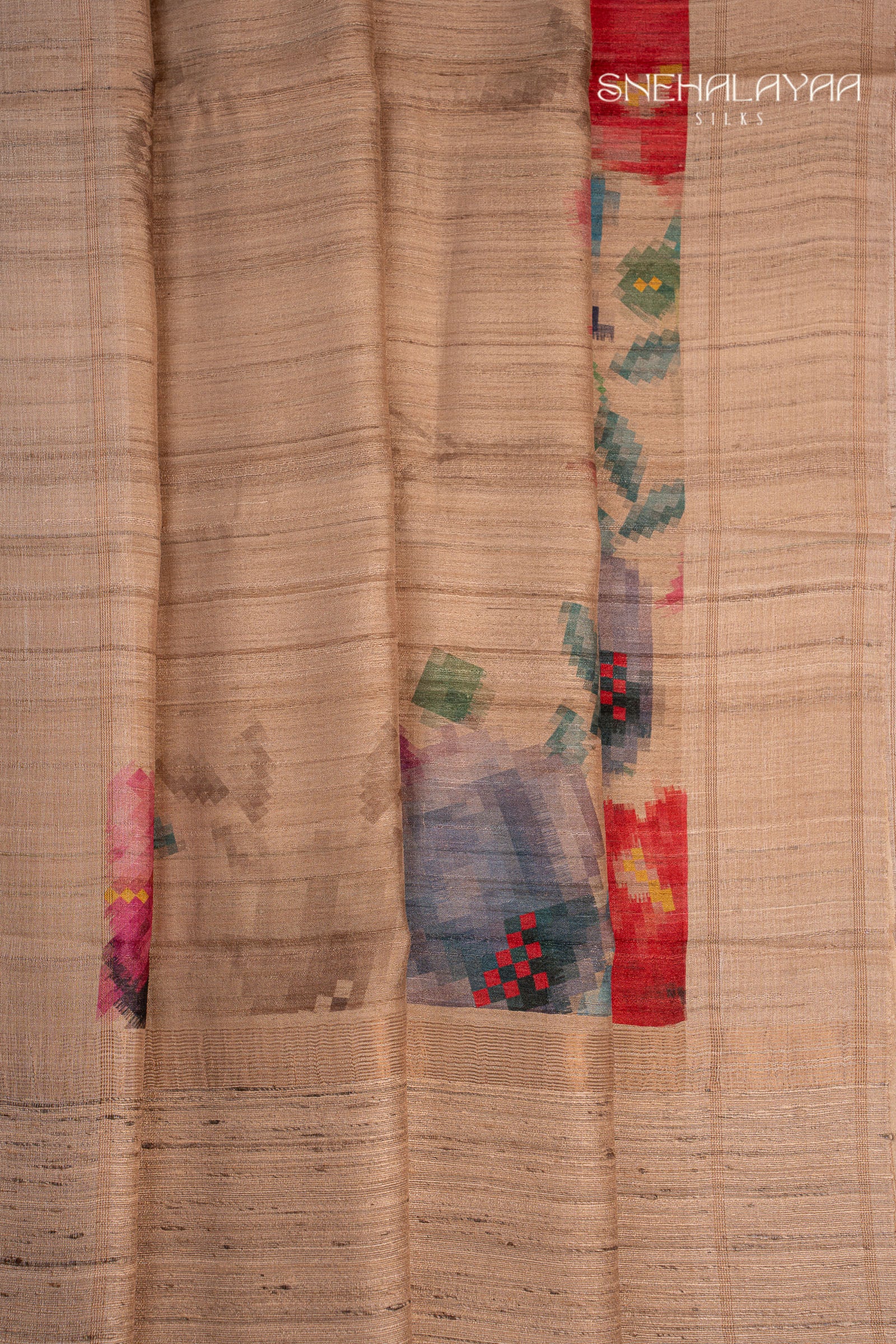 Beige Tussar Saree