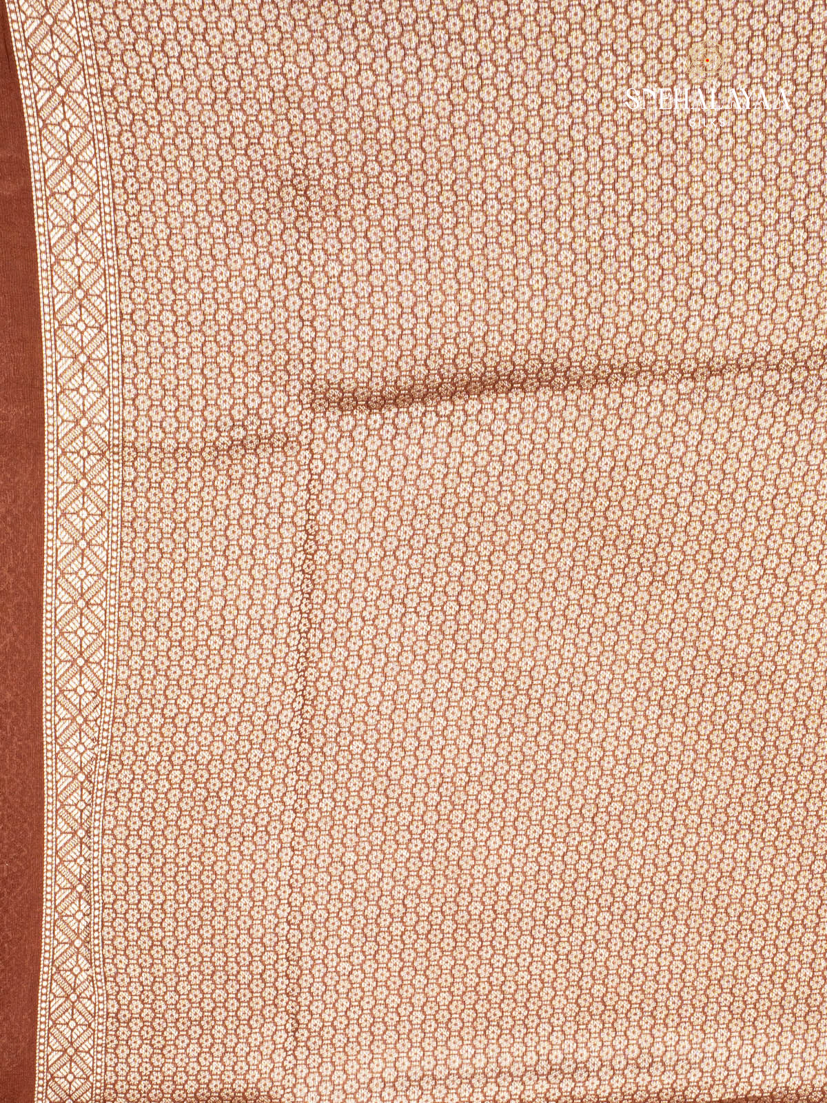 Brown Semi Banaras Silk Saree