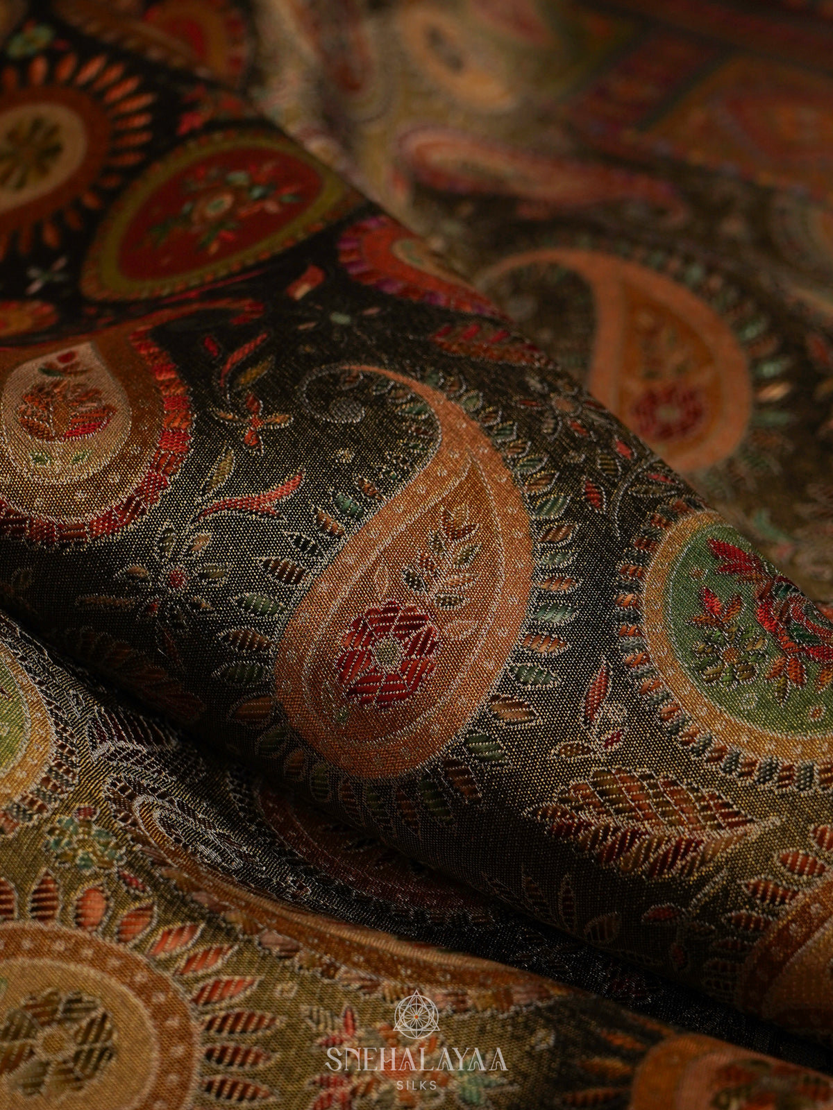 Olive Green Banaras Silk Saree