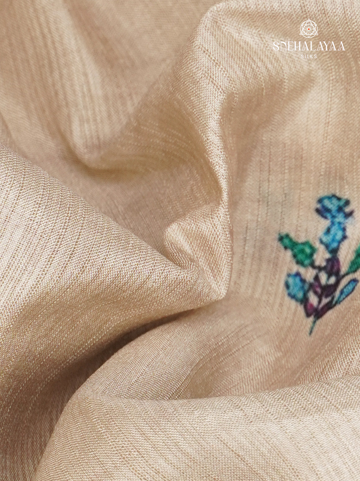 Beige With Teal Green Border Tussar Saree