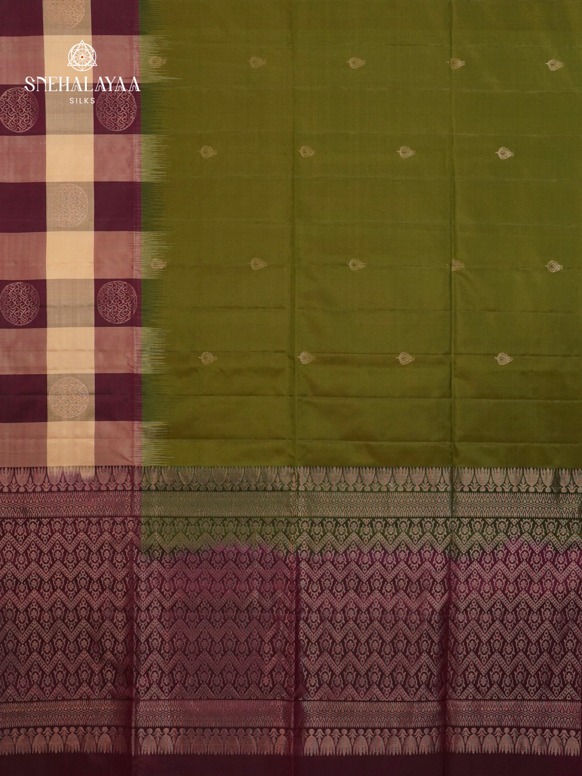 Olive Green Soft Silk Saree