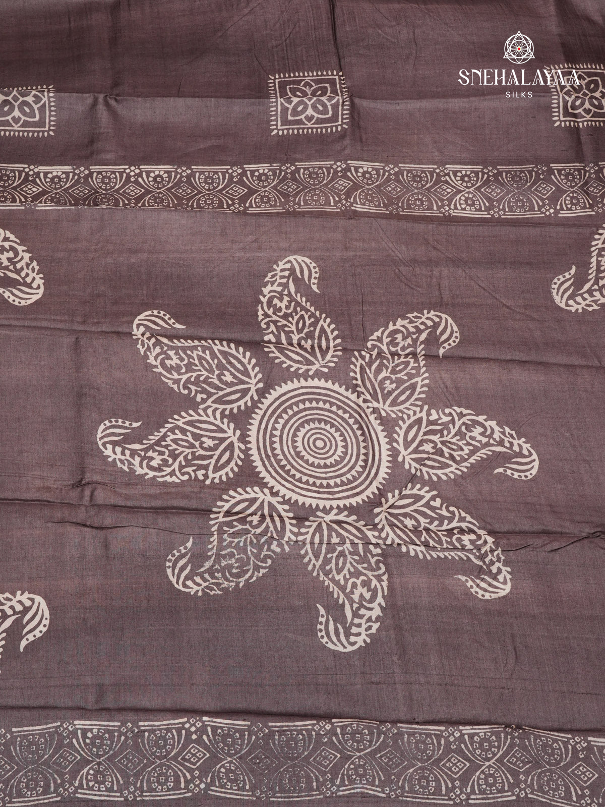 Brown Tussar Silk Saree