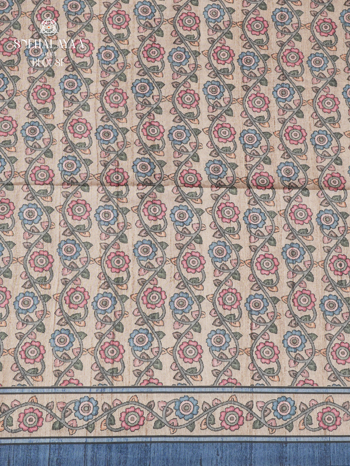 Blue Tussar Embroidery Saree