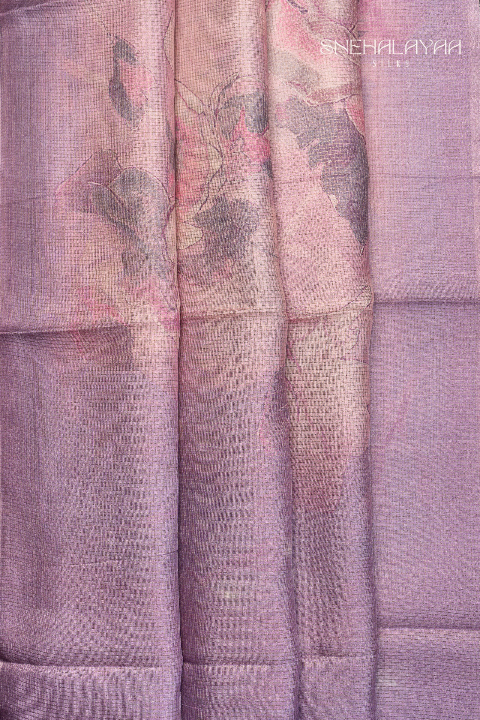 Lavender Tussar Silk Saree
