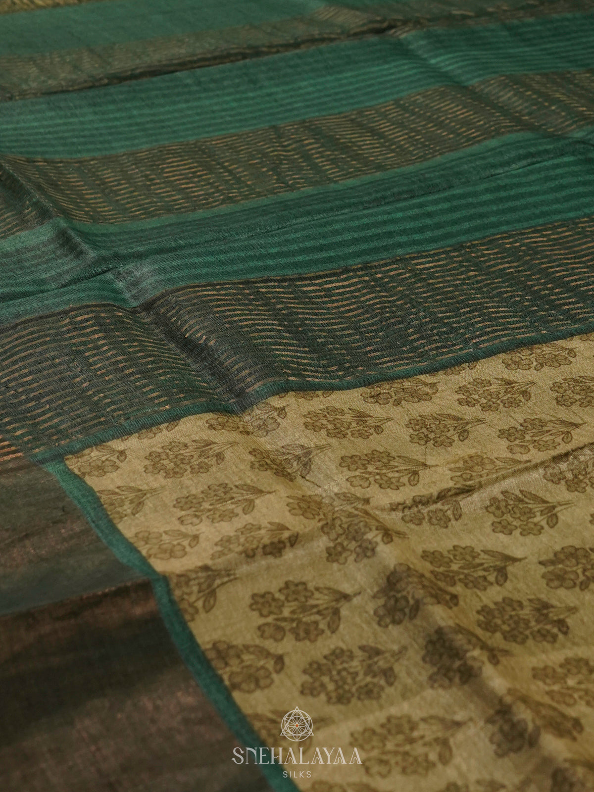 Olive Green Tussar Saree