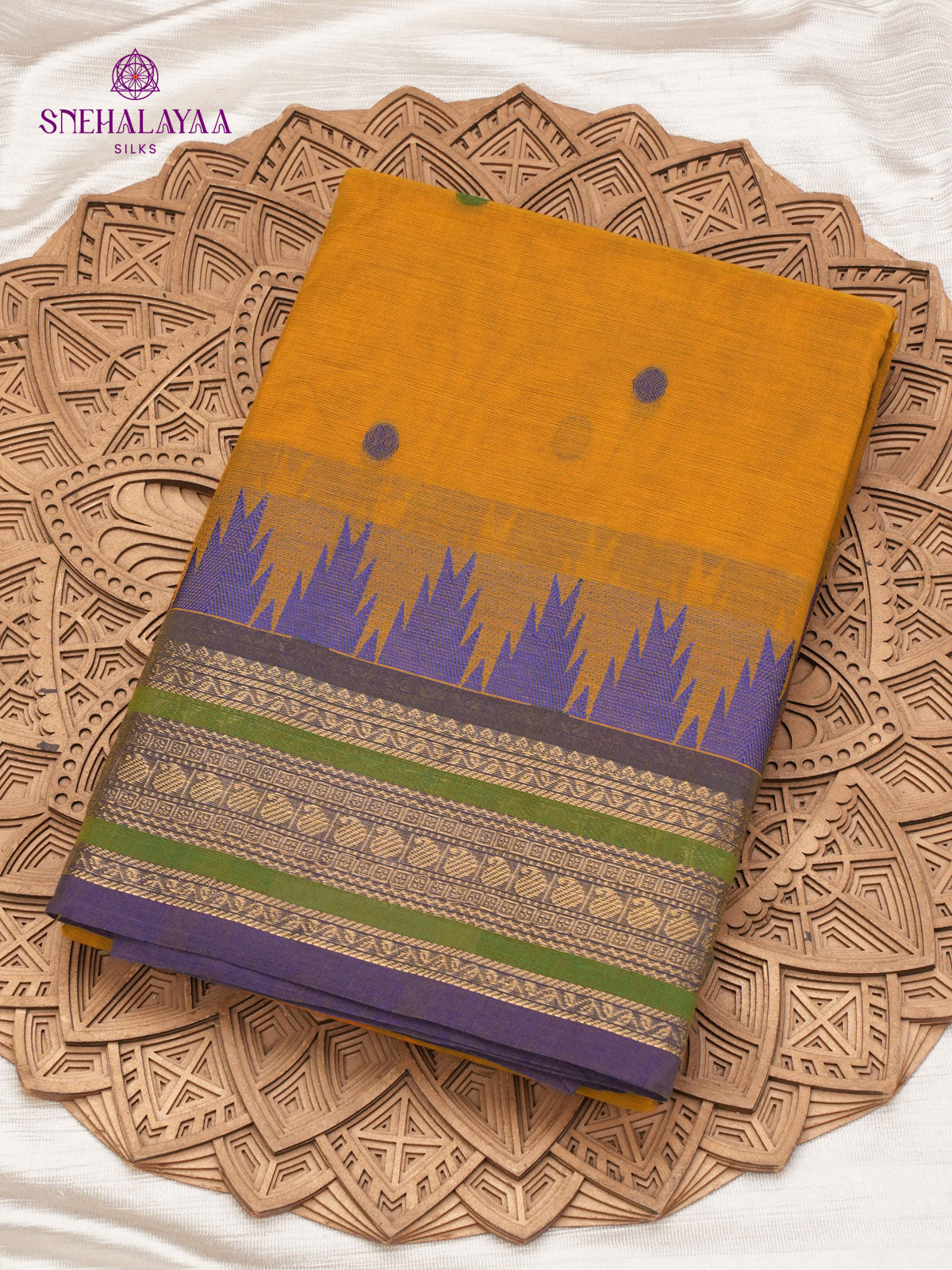 Mustard Yellow Kanchi Cotton Saree