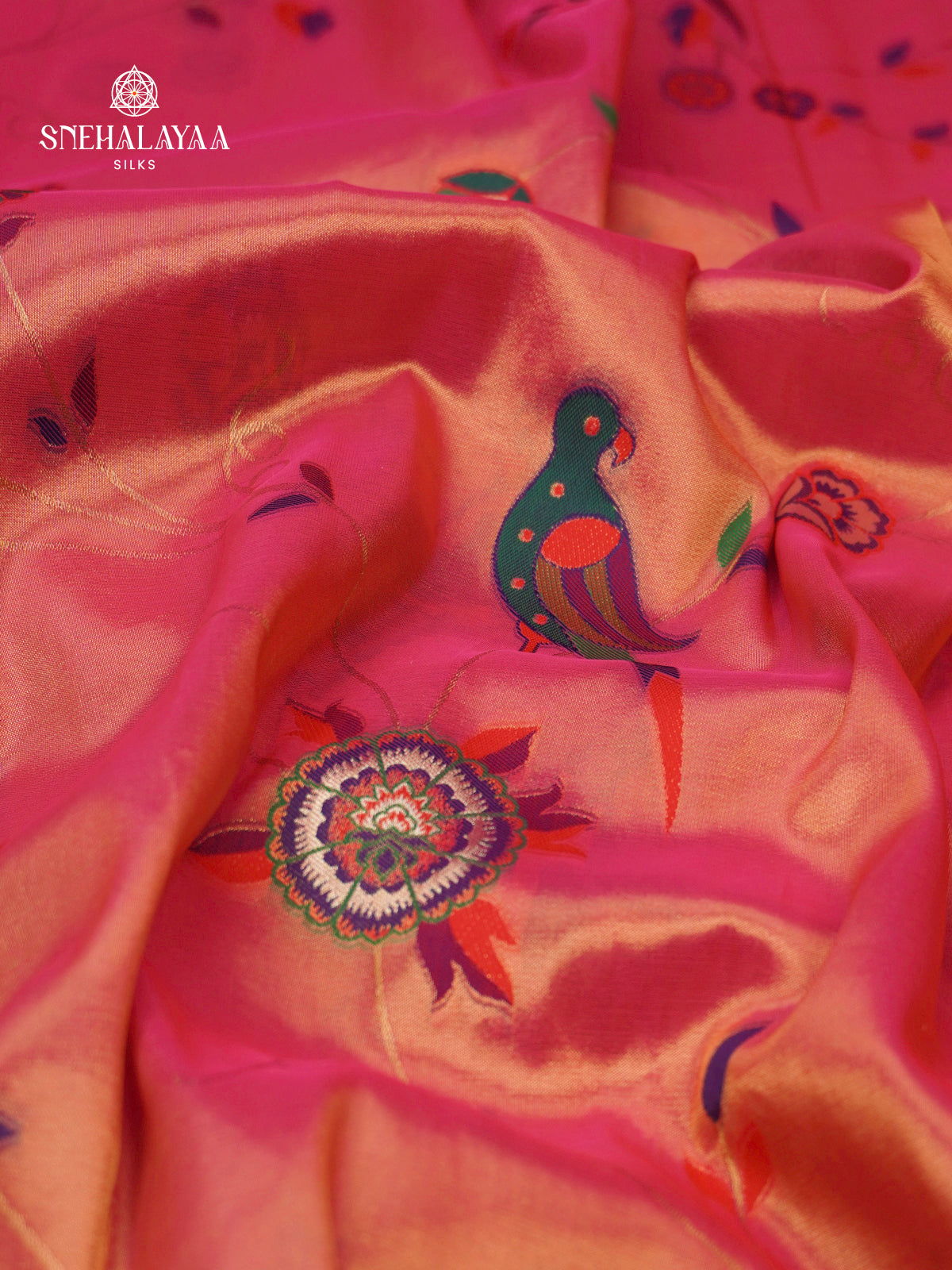 Rani Pink Tissue Paithani Saree