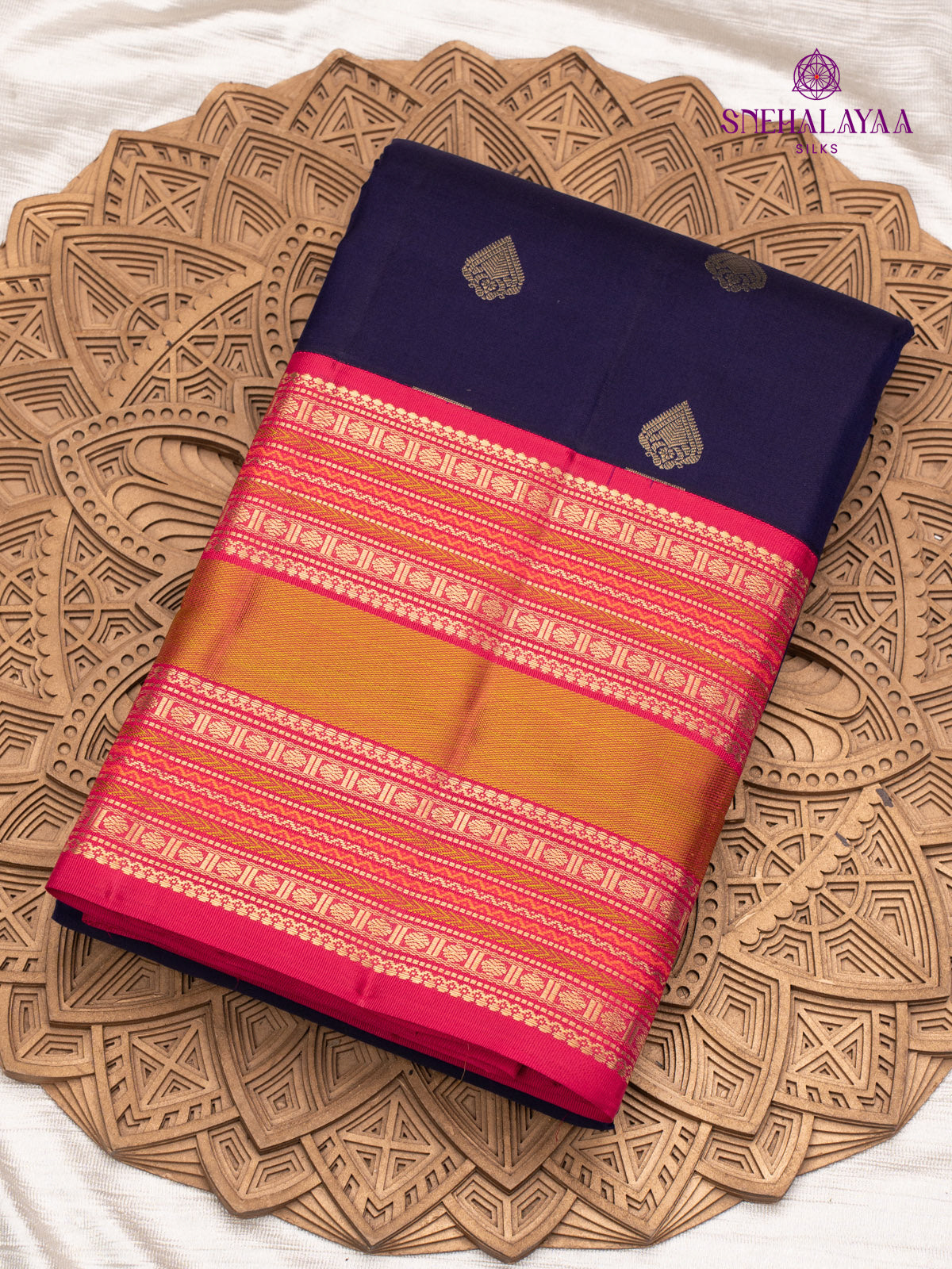Indigo Korvai Kanjivaram Silk Saree