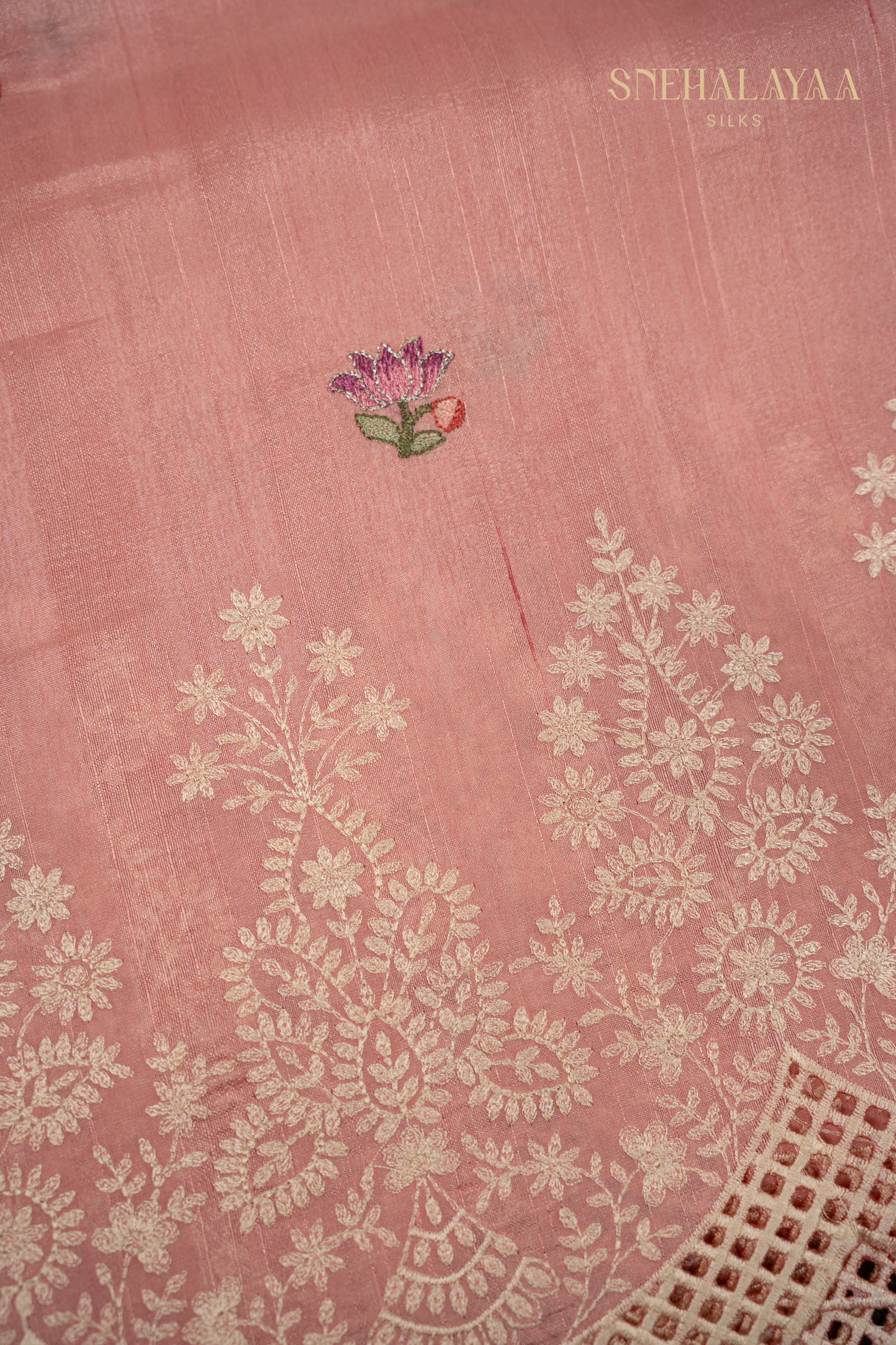 Peach Pink Raw Silk Saree