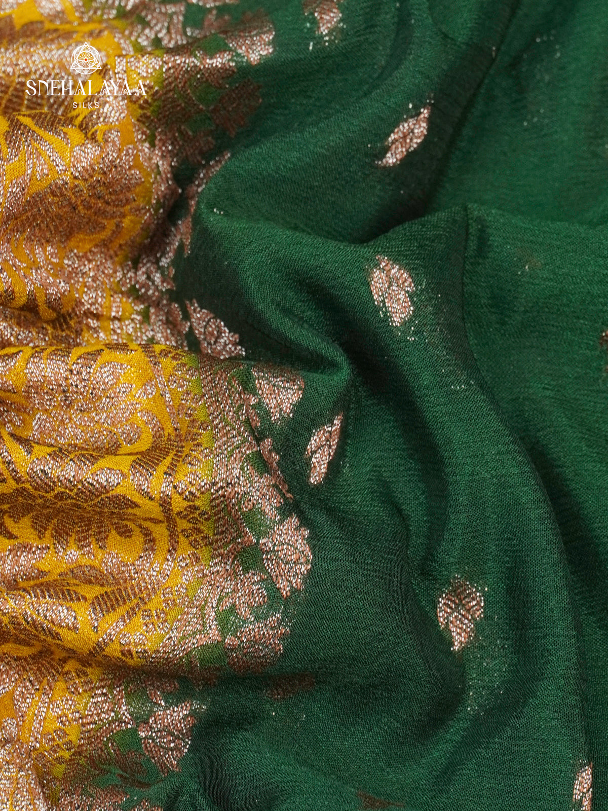 Forest Green Banaras Crepe Silk Saree