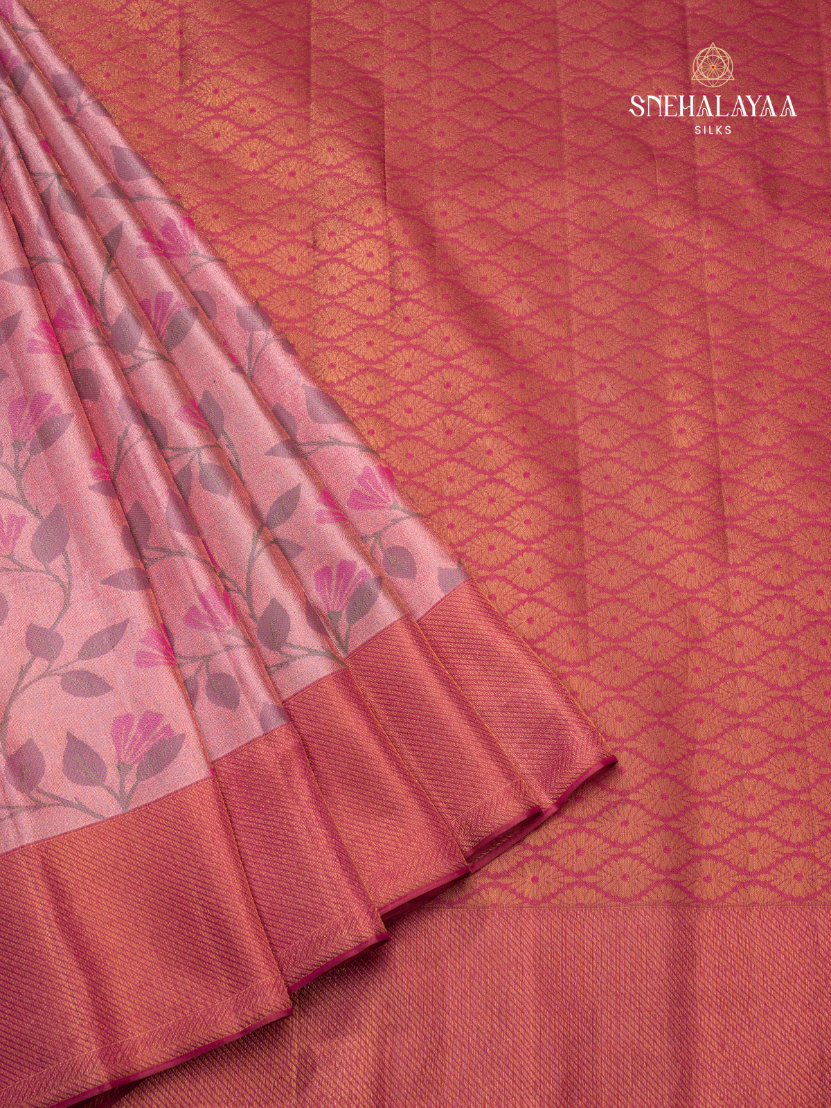 Peach Pink Kanjivaram Silk Saree